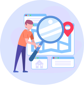 Ilustração de interface de busca e filtros inteligentes