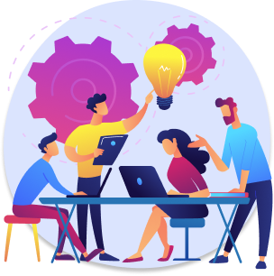 Ilustração de gestão de célula com membros e informações